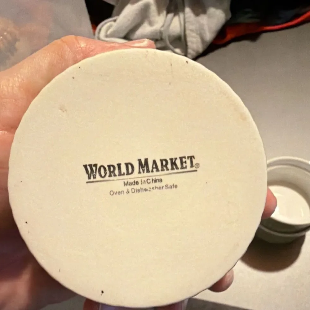 World Market Ceramic Ramekin Set of 4 Green White Oven Dishwasher Safe Round